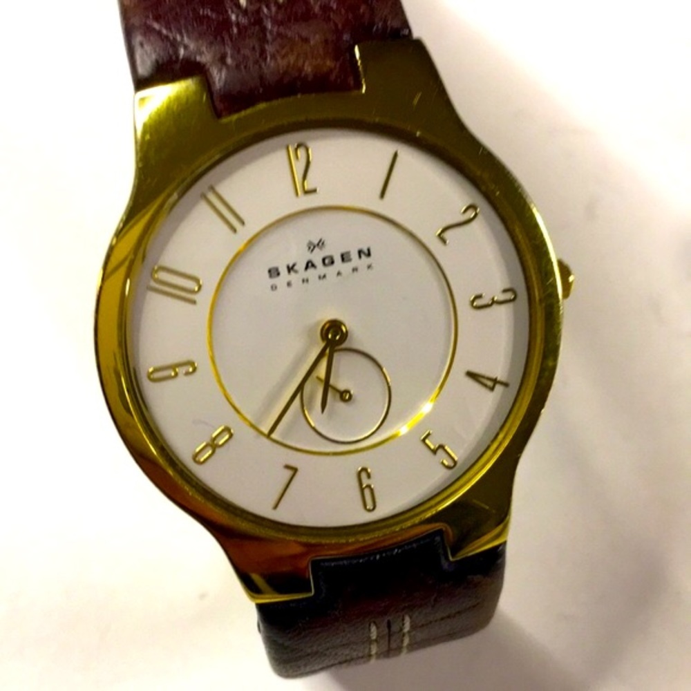 SKAGEN ULTRA THIN TIMEPIECE~PIE PAN DIAL WITH A SECONDS SUB-DIAL MODEL #-433LGL1